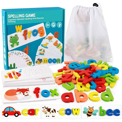 Wooden Alphabet with Letter Cards Spelling Game