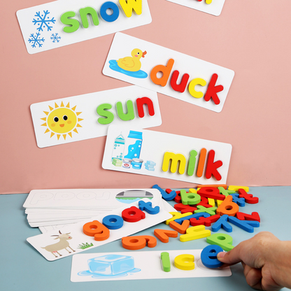 Wooden Alphabet with Letter Cards Spelling Game