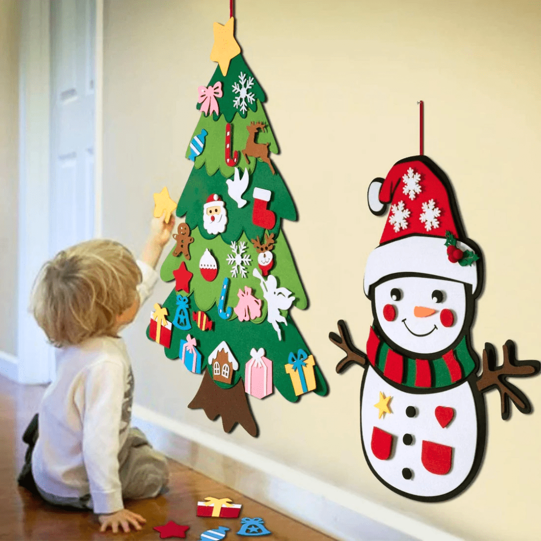 Peel 'n Stick Felt Christmas Tree and Snowman